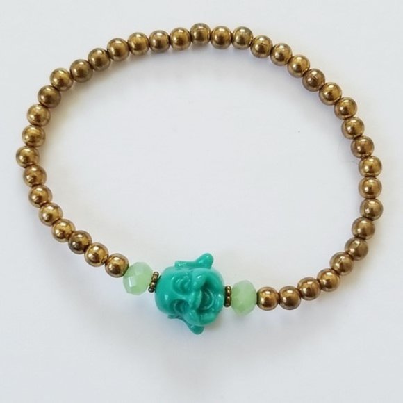 Jewelry - 3/$15 Happy Buddha Boho Gold Beaded Bracelet
